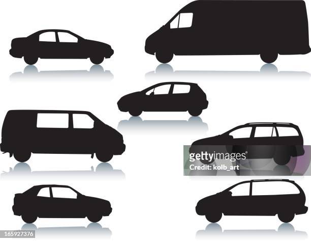 car silhouettes - people carrier stock illustrations