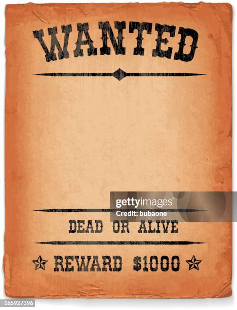 wild west wanted sign on vintage grunge poster - wanted poster stock illustrations