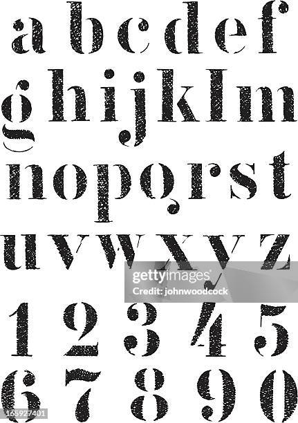 stencil alphabet - stencil stock illustrations