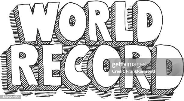 stockillustraties, clipart, cartoons en iconen met world record lettering drawing - wereldrecord