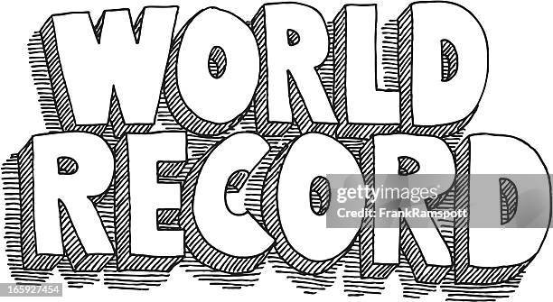 world record lettering drawing - world record stock illustrations