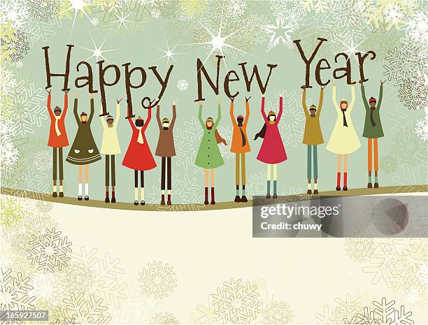 happy new year text and christmas children - christmas background no people stock illustrations