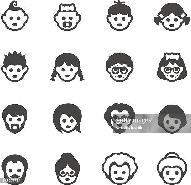 stockillustraties, clipart, cartoons en iconen met mobico icons - human generation - familie met meerdere generaties