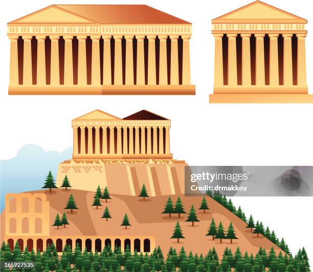 stockillustraties, clipart, cartoons en iconen met temples of athens - oude griekenland