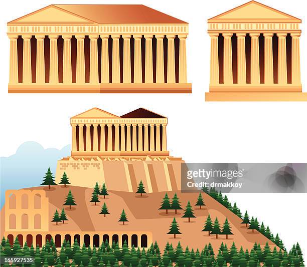 temples of athens - ancient greece stock illustrations