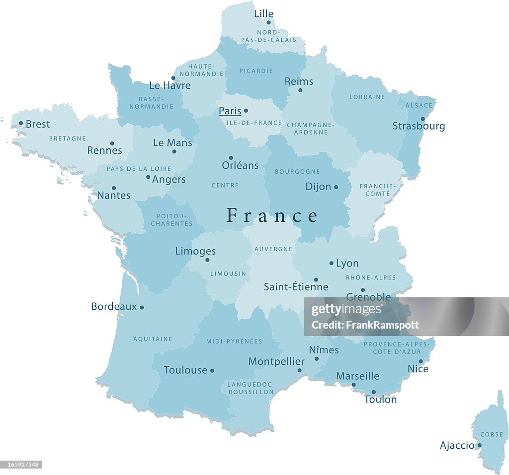 França vetor mapa regiões isoladas