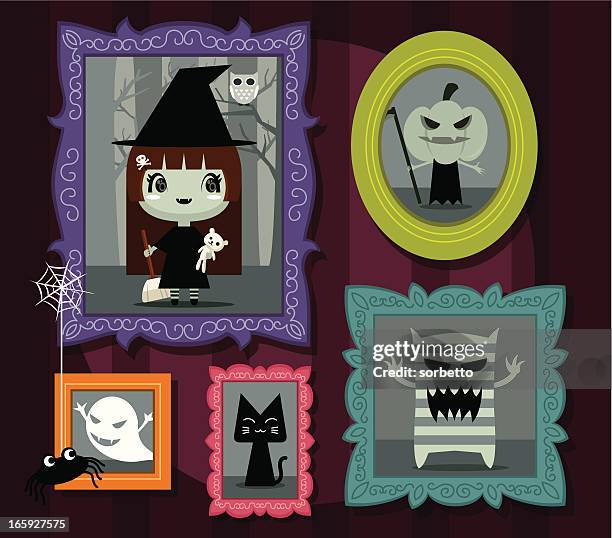 ilustrações de stock, clip art, desenhos animados e ícones de coleção de halloween - chapéu de bruxa