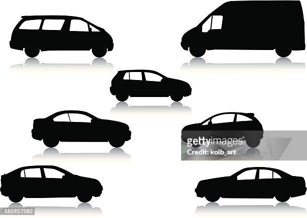 car silhouettes - saloon car stock illustrations