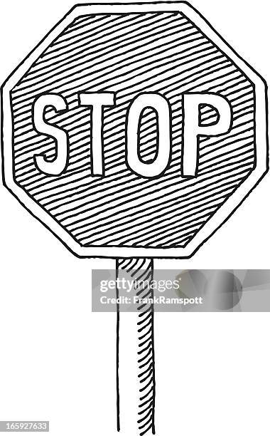 stoppschild-zeichnung - stopschild freisteller stock-grafiken, -clipart, -cartoons und -symbole