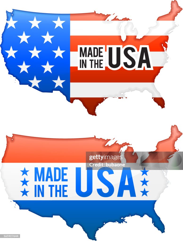 Made in the USA United States Map buttons set