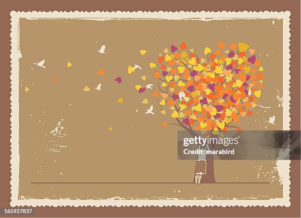 stockillustraties, clipart, cartoons en iconen met autumn love - falling in love