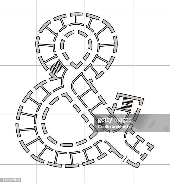 ilustrações de stock, clip art, desenhos animados e ícones de de arquitetura plano de ampersand - ampersand