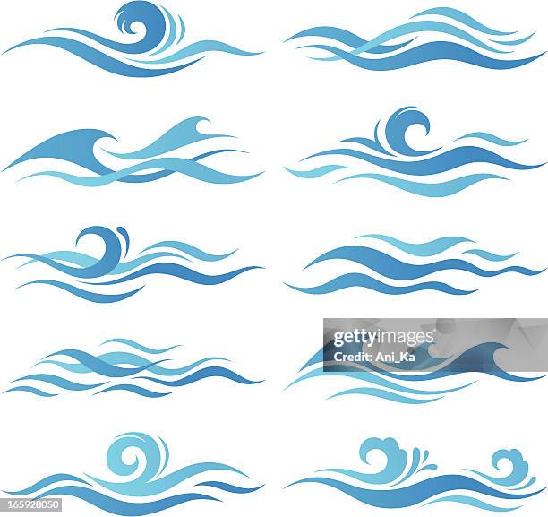 set of waves - splashing wave stock illustrations