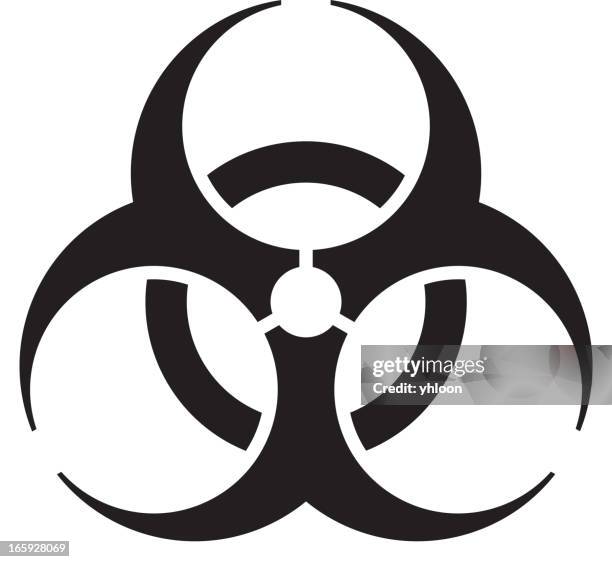 a black and white vector biohazard symbol - biohazard symbol stock illustrations