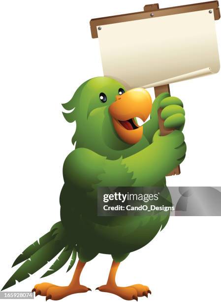 parakeet: holding banner - parakeet stock illustrations