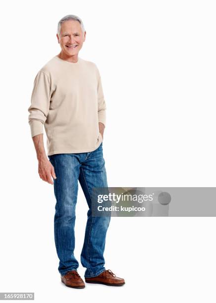 senior abbigliamento casual elegante - front on portrait older full body foto e immagini stock