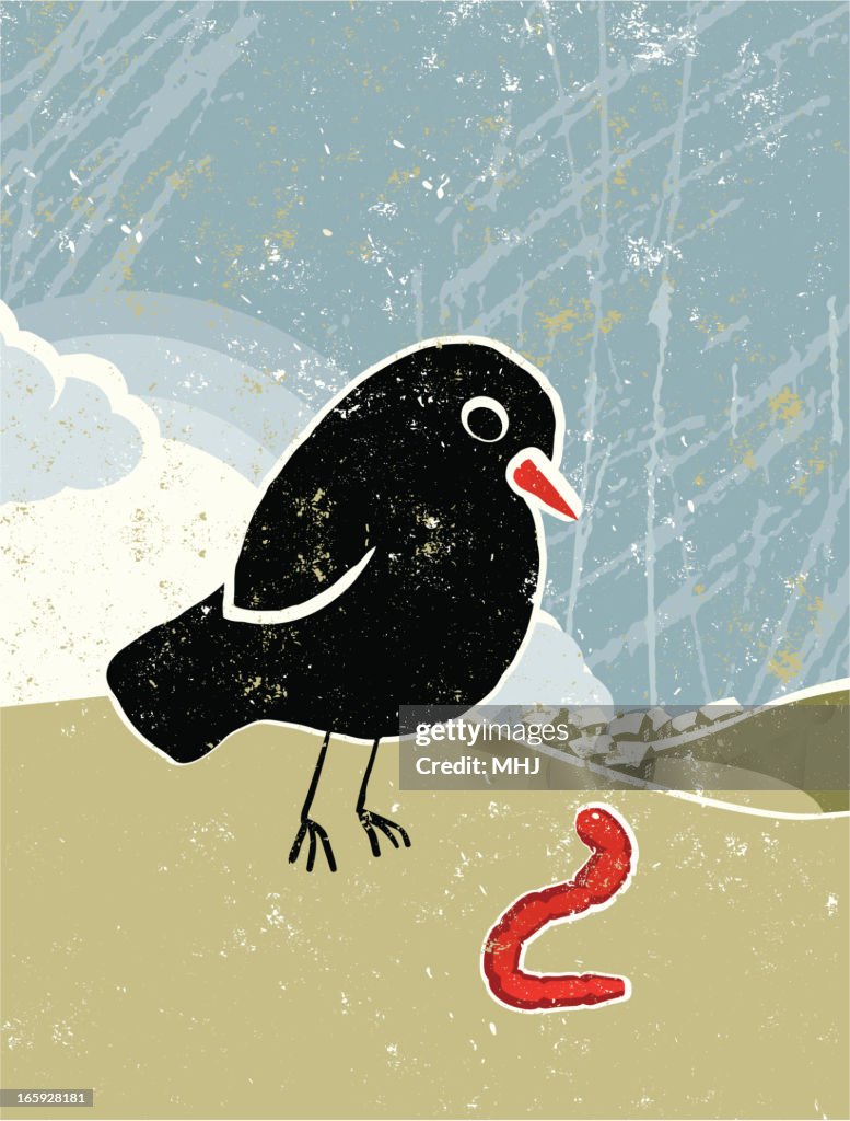 Bird Worm Script Early Bird Catches The Worm High-Res Vector Graphic - Getty Images