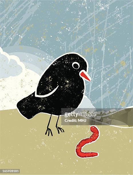 early bird catches the worm - early bird stock illustrations
