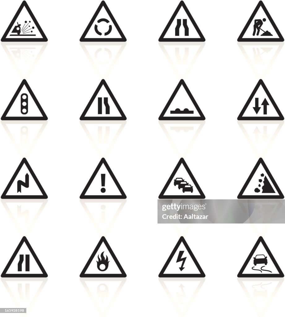 Black Silhouettes - Construction Road Signs