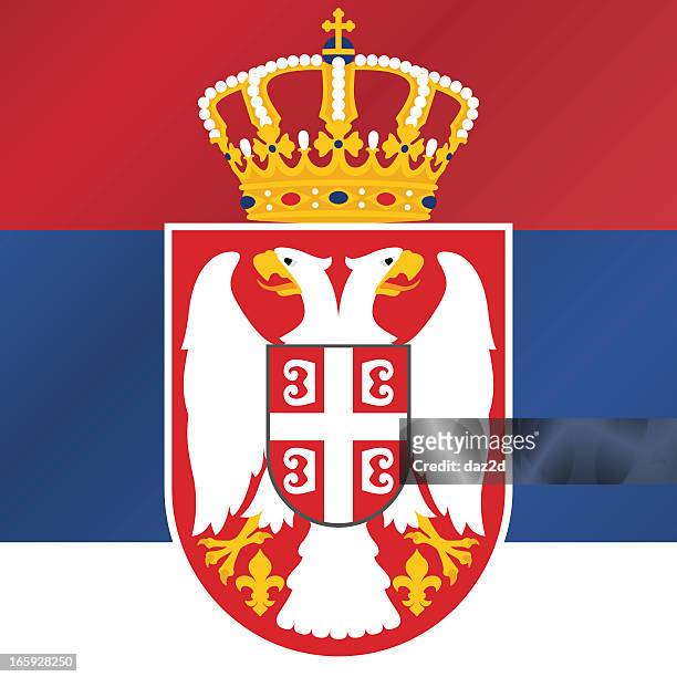 serbia coat of arms - serbian flag stock illustrations