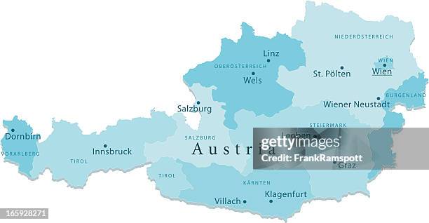 illustrazioni stock, clip art, cartoni animati e icone di tendenza di austria mappa vettoriale regioni isolato - klagenfurt