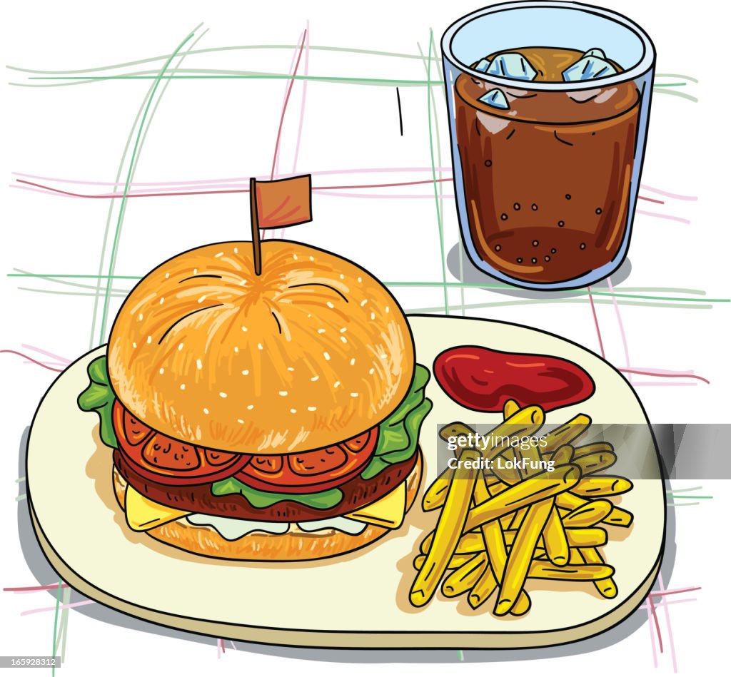 Hambúrguer conjunto de ilustração