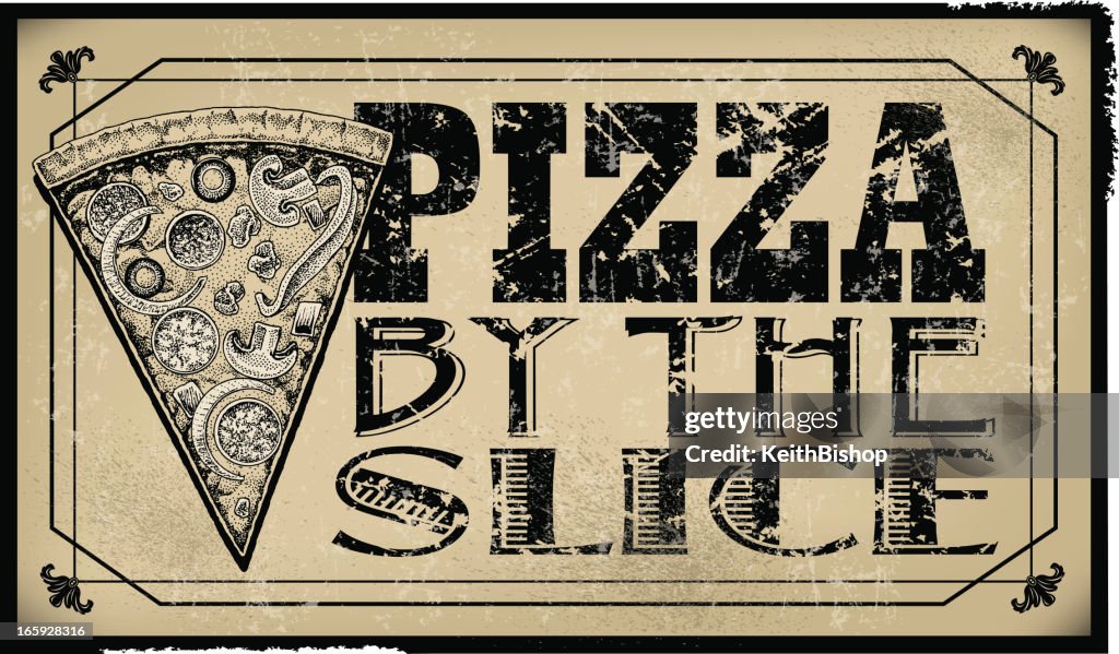 Slice Sign In Pizza By The Slice Sign High-Res Vector Graphic - Getty Images
