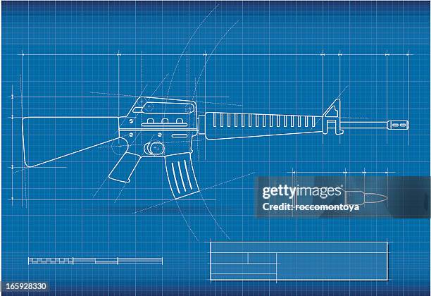 stockillustraties, clipart, cartoons en iconen met blueprint weapon - munitie