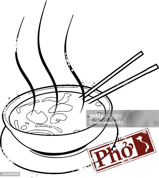 vietnamese pho noodles - pho stock illustrations