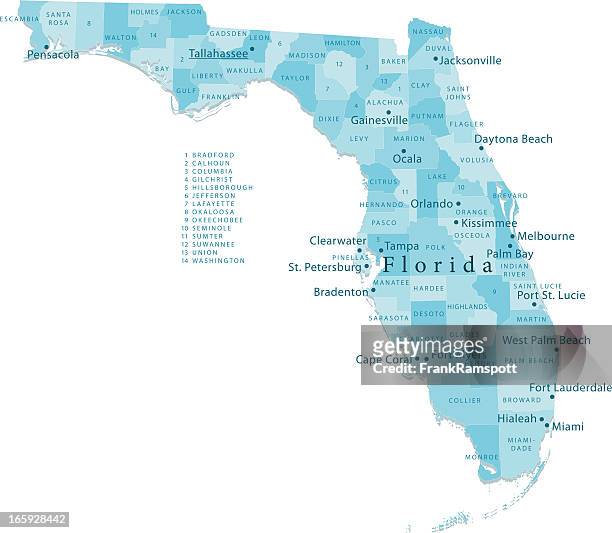 florida vector map regions isolated - west palm beach stock illustrations