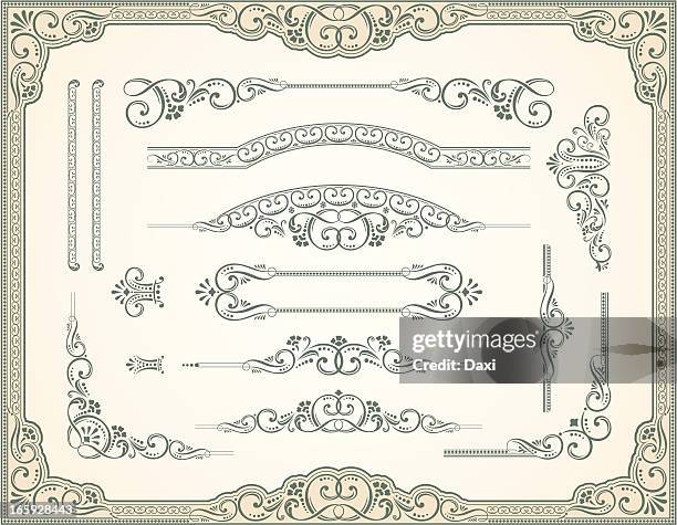 illustrazioni stock, clip art, cartoni animati e icone di tendenza di stile vittoriano e scorrere set - stile vittoriano