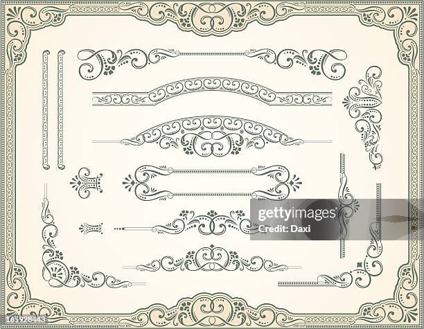 stockillustraties, clipart, cartoons en iconen met victorian style and scroll set - victorian