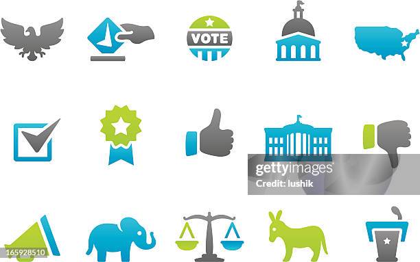 stockillustraties, clipart, cartoons en iconen met stampico icons - election - presidentieel debat