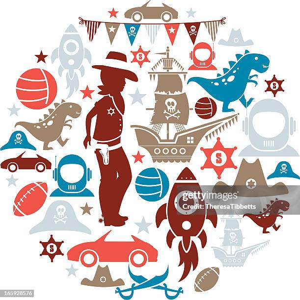 icon-set für jungen - cowboy boot stock-grafiken, -clipart, -cartoons und -symbole