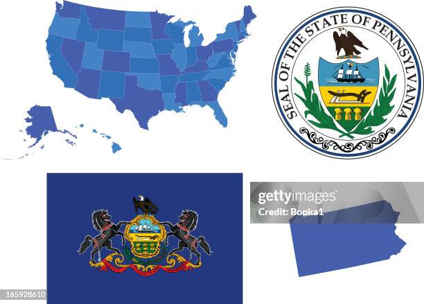 ilustrações, clipart, desenhos animados e ícones de pennsylvania state conjunto - pensilvânia