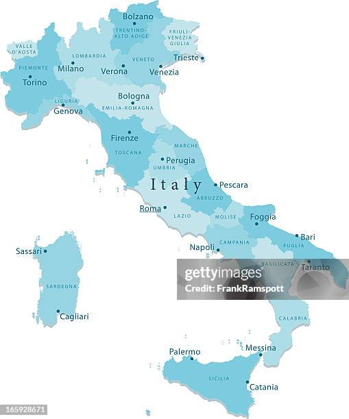 bildbanksillustrationer, clip art samt tecknat material och ikoner med italy vector map regions isolated - karta italien