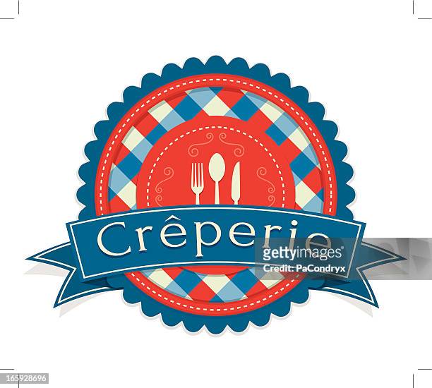 simple creperie label - pancakes stock illustrations