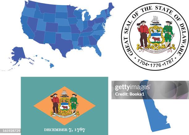 bildbanksillustrationer, clip art samt tecknat material och ikoner med delaware state set - delaware