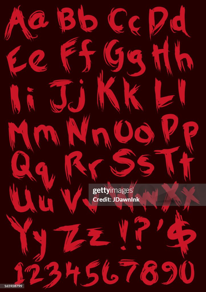 Retro-horror film-Stil alphabet set