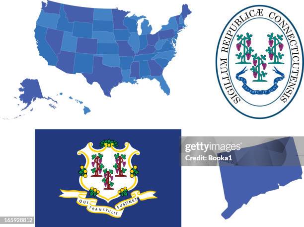 connecticut state set - connecticut stock illustrations