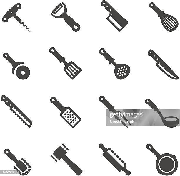 ilustrações, clipart, desenhos animados e ícones de mobico ícones-utensílio de cozinha - descascador