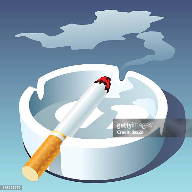 cigarette and ashtray - ashtray stock illustrations