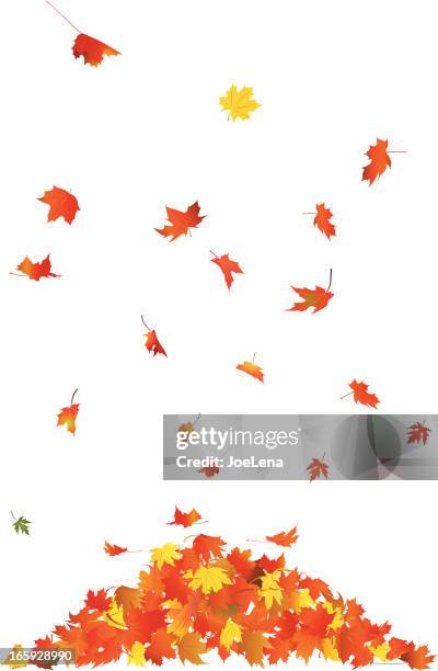 falling leaves - leaf pile stock illustrations