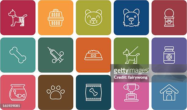 stockillustraties, clipart, cartoons en iconen met pet icons - dog bowl