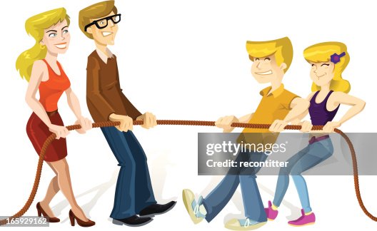 Family Pulling A Rope High-Res Vector Graphic - Getty Images