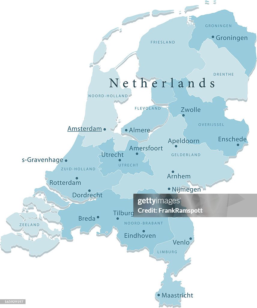 Netherlands Vector Map Regions Isolated