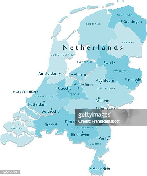 netherlands vector map regions isolated - the hague map stock illustrations