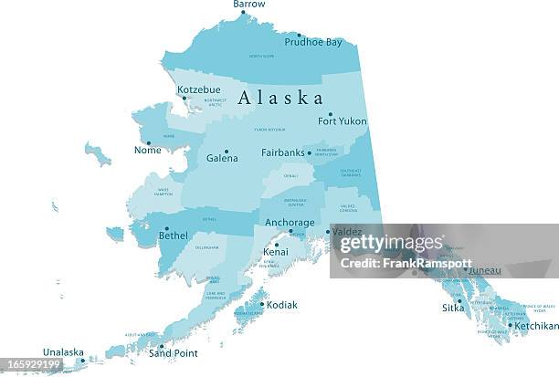 alaska vector map regions isolated - alaska stock illustrations