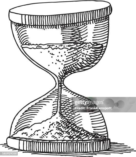 hourglass drawing - measuring-glass-drawing stock illustrations