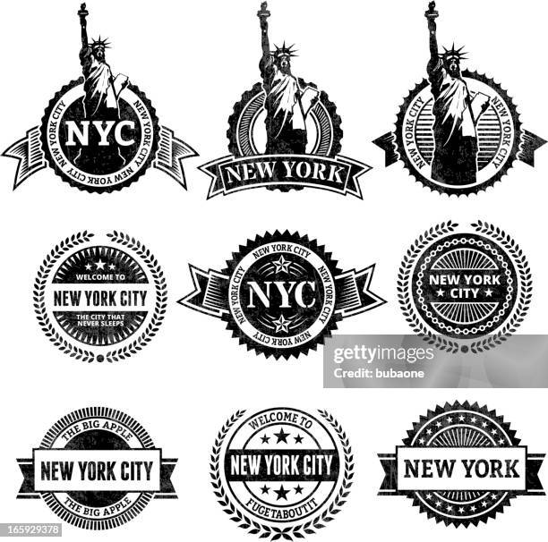 new york city statue von liberty-icon set - great seal stock-grafiken, -clipart, -cartoons und -symbole